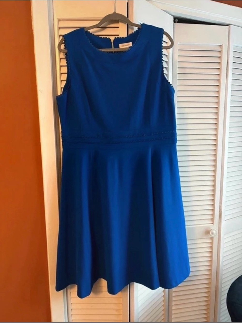 Calvin Klein Blue Fit & Flare Dress Size 16 | Elegant Occasion Dress